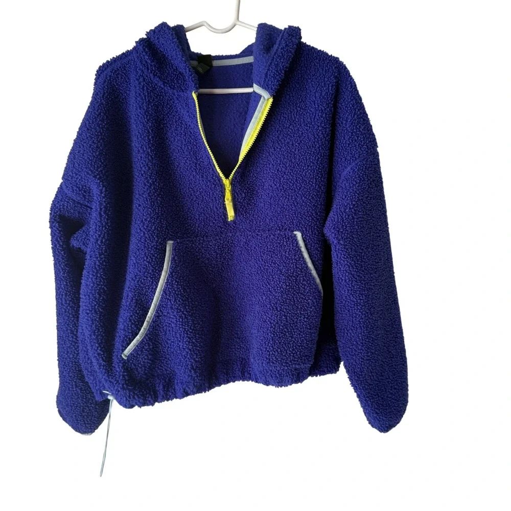 Wild Fable Womens Purple Fleece Sherpa Quarter Zip Hoodie Top XXL Plus - Picture 2 of 10